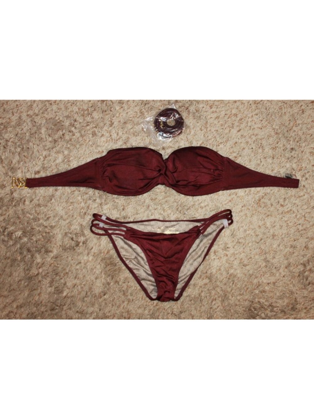 Victoria’s Secret Burgundy Bikini Set 34B Top & Size Small Bottom